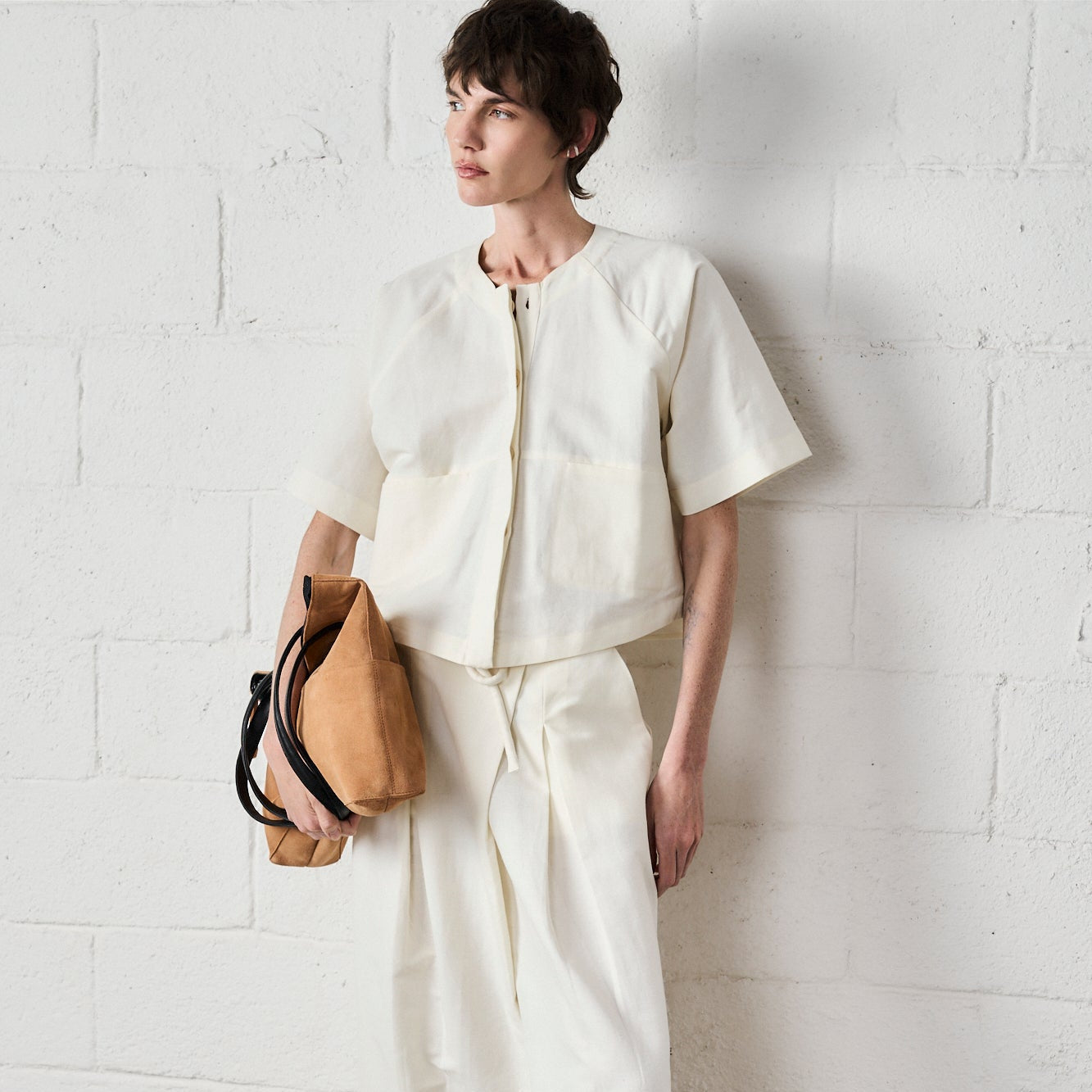 Valentina Camel Suede Tote Bag