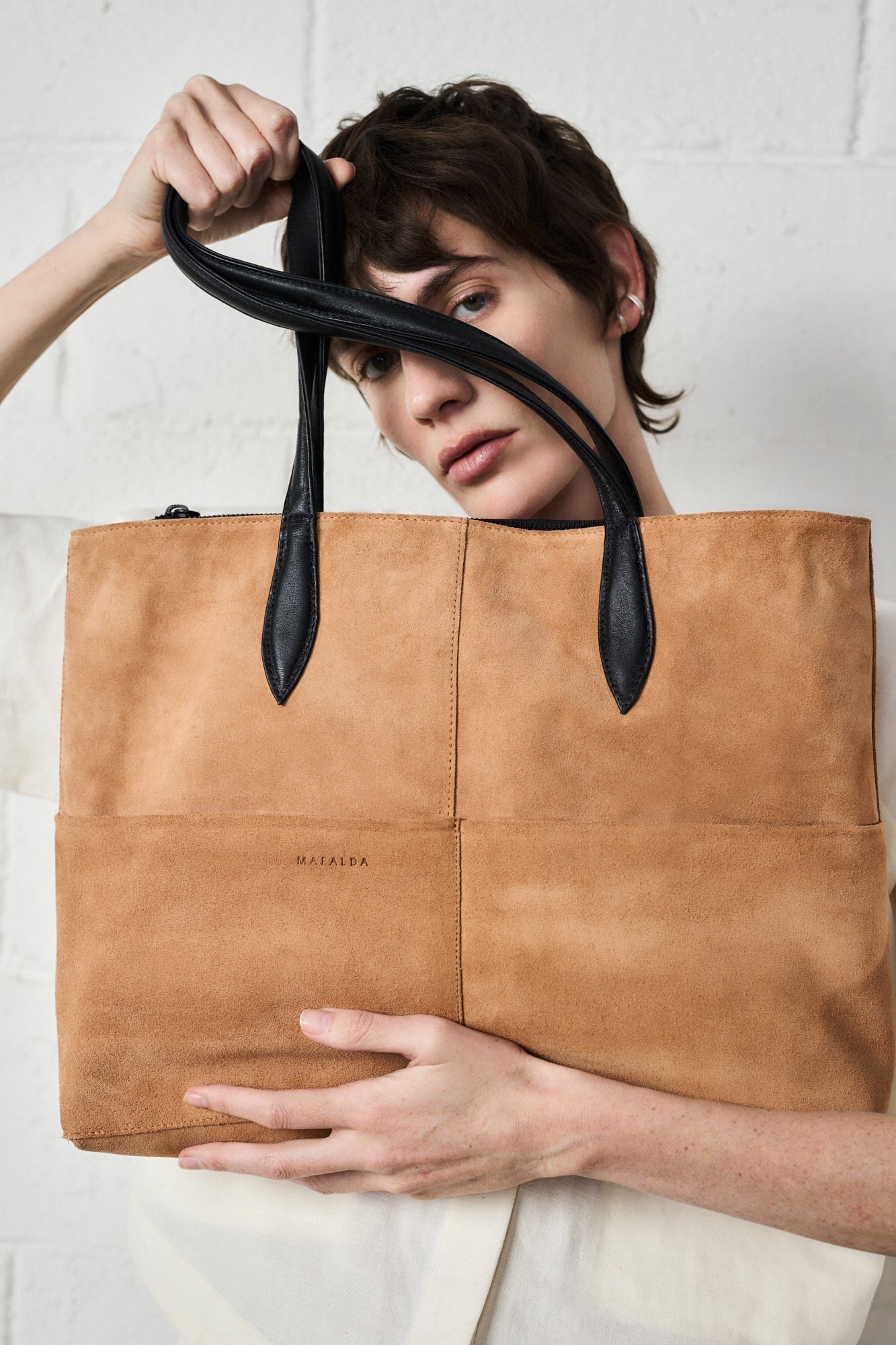 Valentina Camel Suede Tote Bag