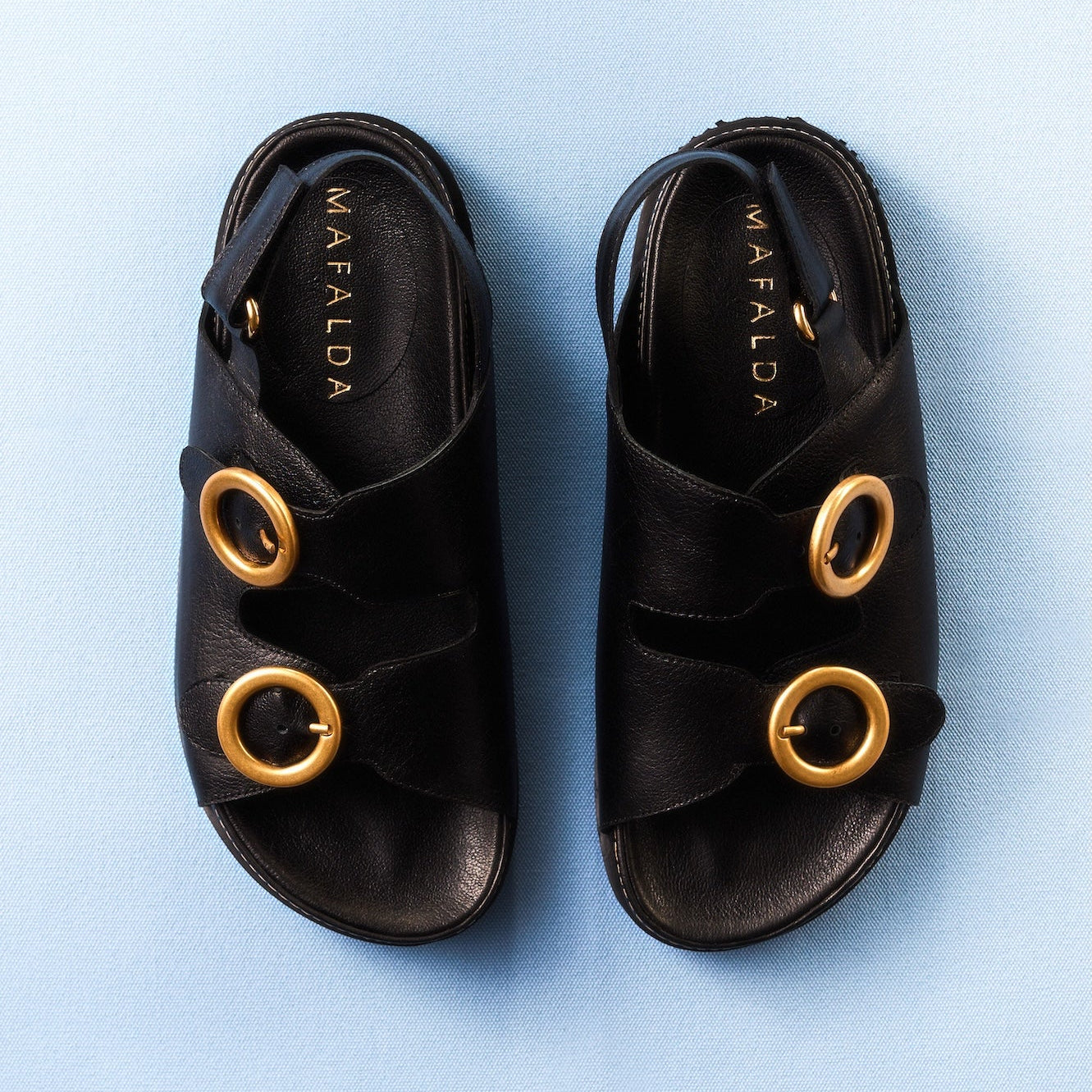 Tie Black Buckle Chunky Sandals