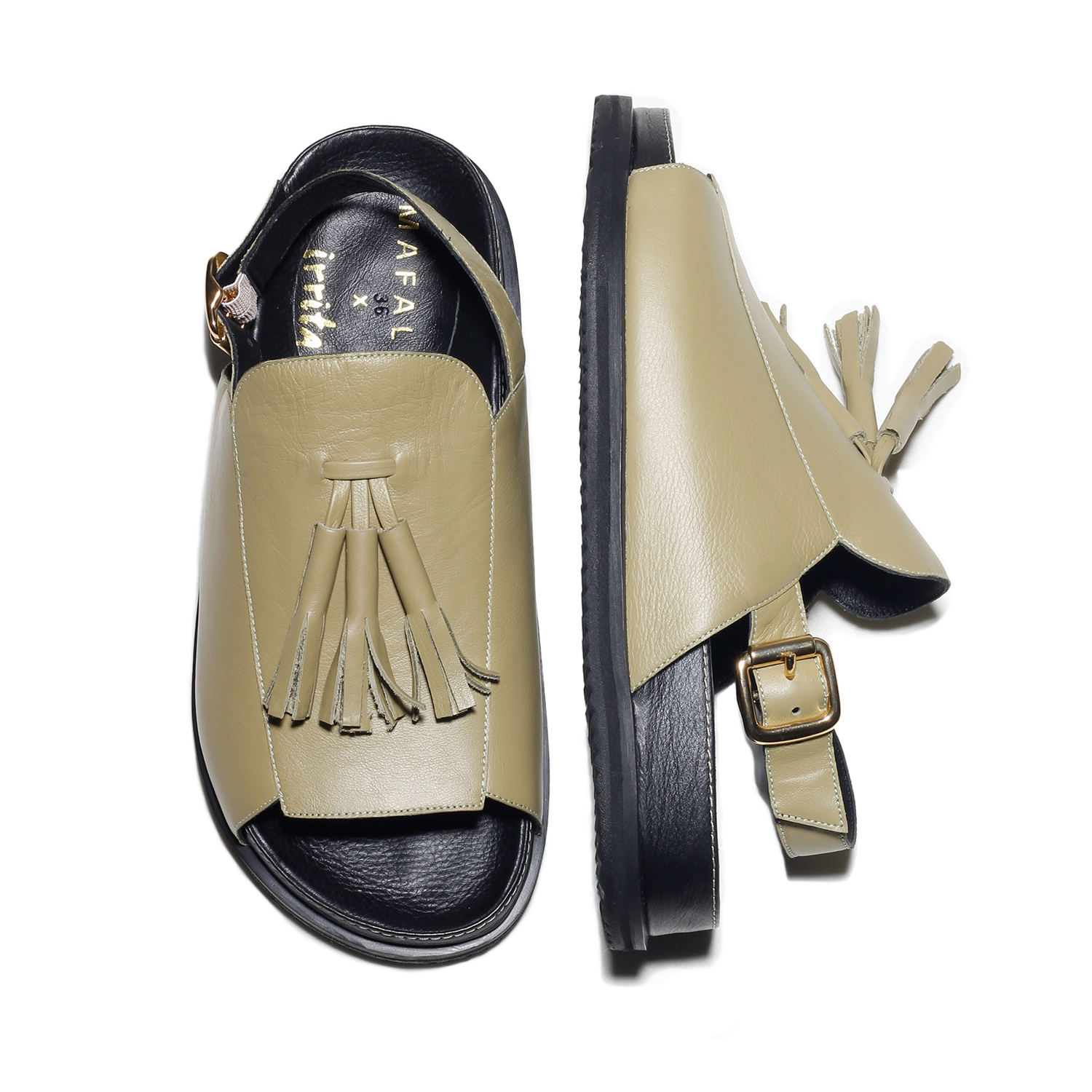 Rita Olive Green Tassel Chunky Sandals