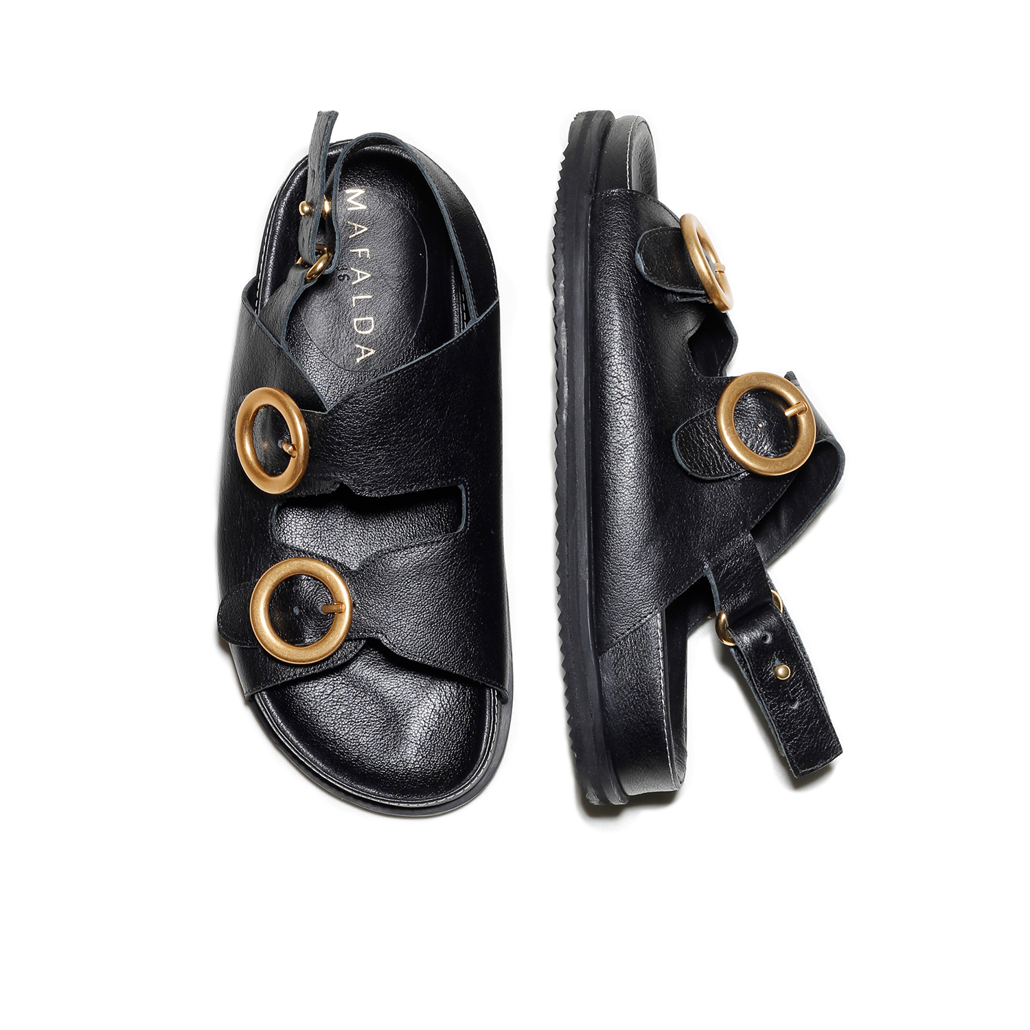 Tie Black Buckle Chunky Sandals