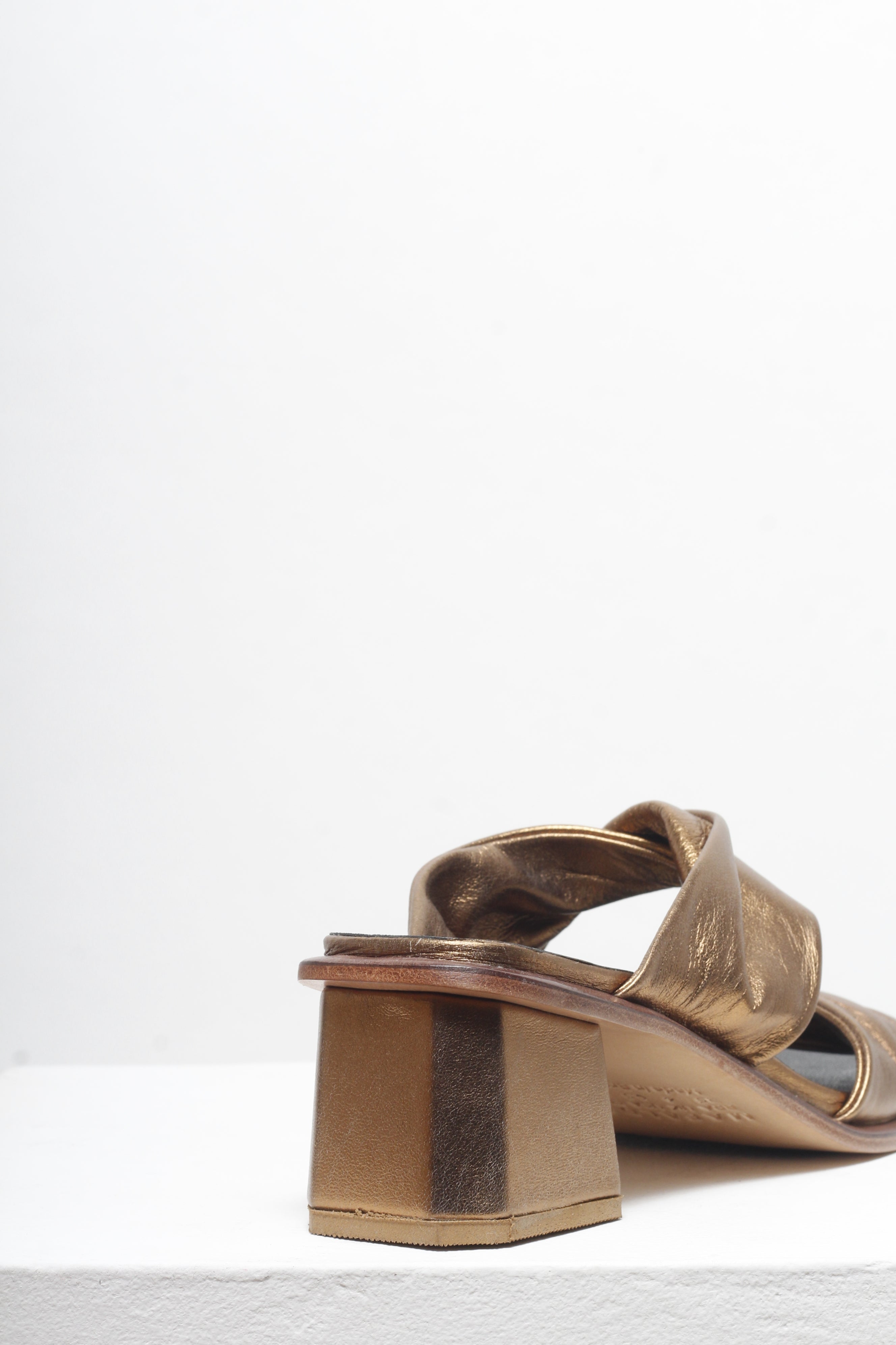 Tina Low Heel Gold Sandals